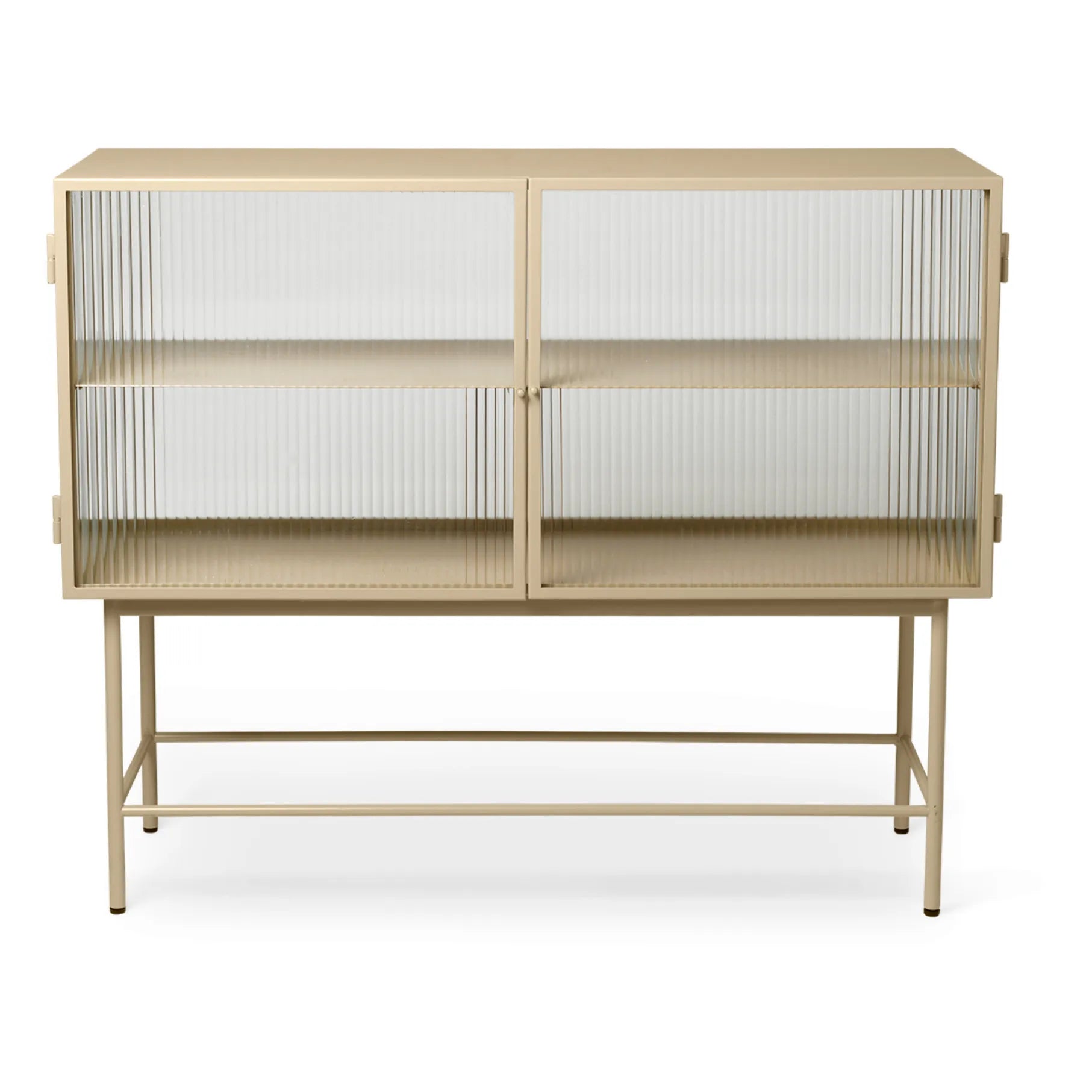 Ferm Living - Consola Haze en cristal estriado y metal | Beige