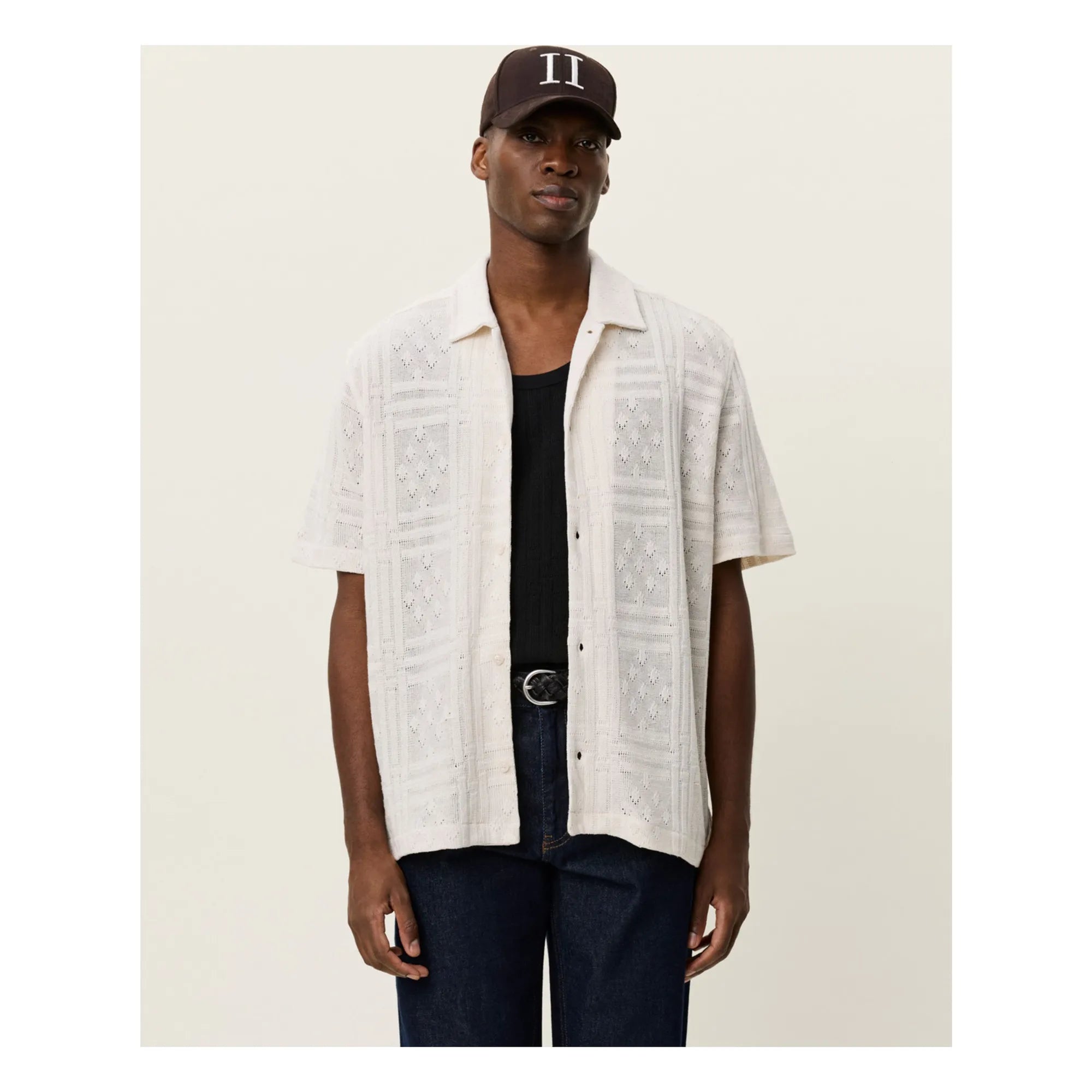 Les Deux - Camisa de manga corta de algodón de punto Hector | Blanco
