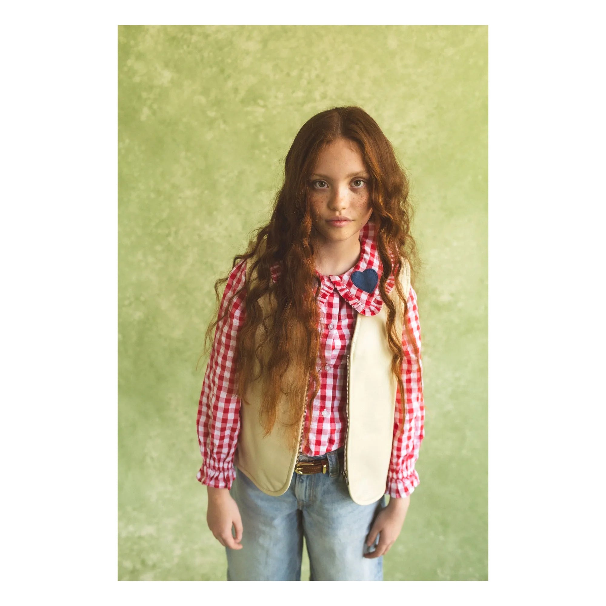 Fille Garçon - Chaleco sin mangas de piel napa Hold Ya Horses | Crema