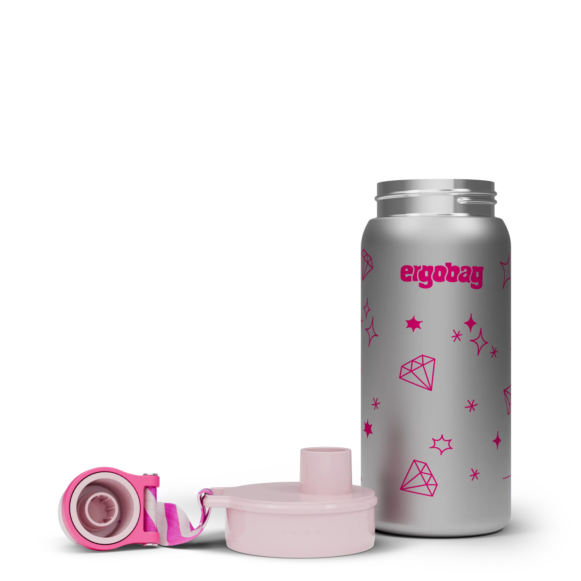 Ergobag - Botella de acero inoxidable brillante