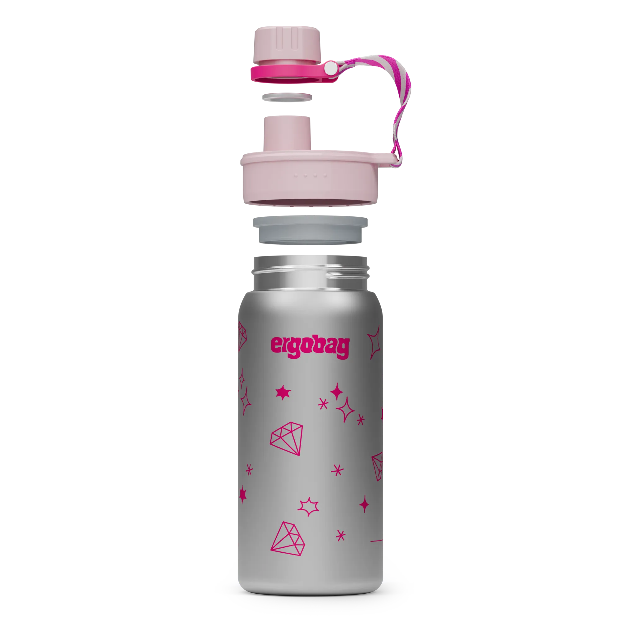 Ergobag - Botella de acero inoxidable brillante