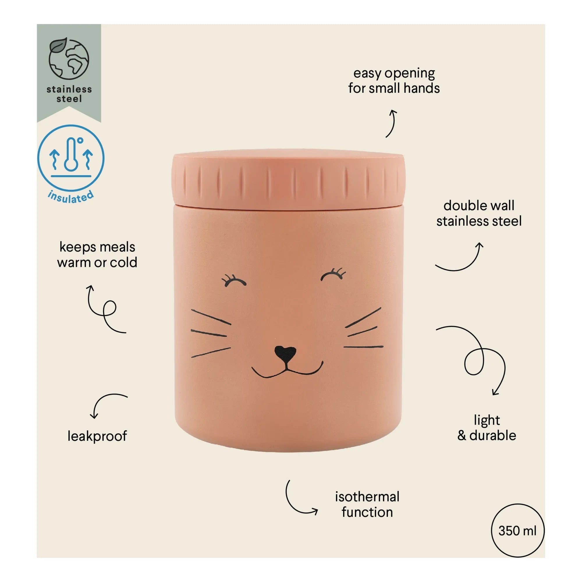 Trixie - Termo fiambrera 350 ml Mrs Cat | Rosa