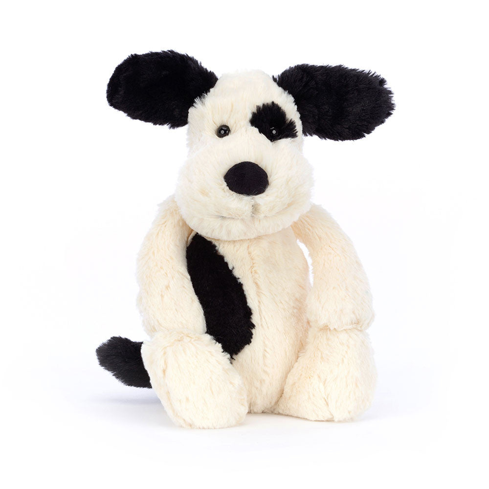 JellyCat - Peluche Bashful Black & Cream Puppy 31 cm