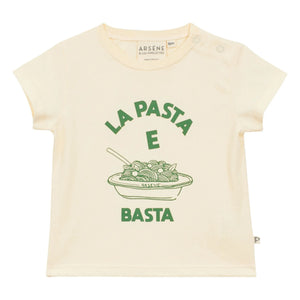 Arsène et Les Pipelettes - Camiseta Bebé de Algodón Orgánico La Pasta E Basta | Crudo