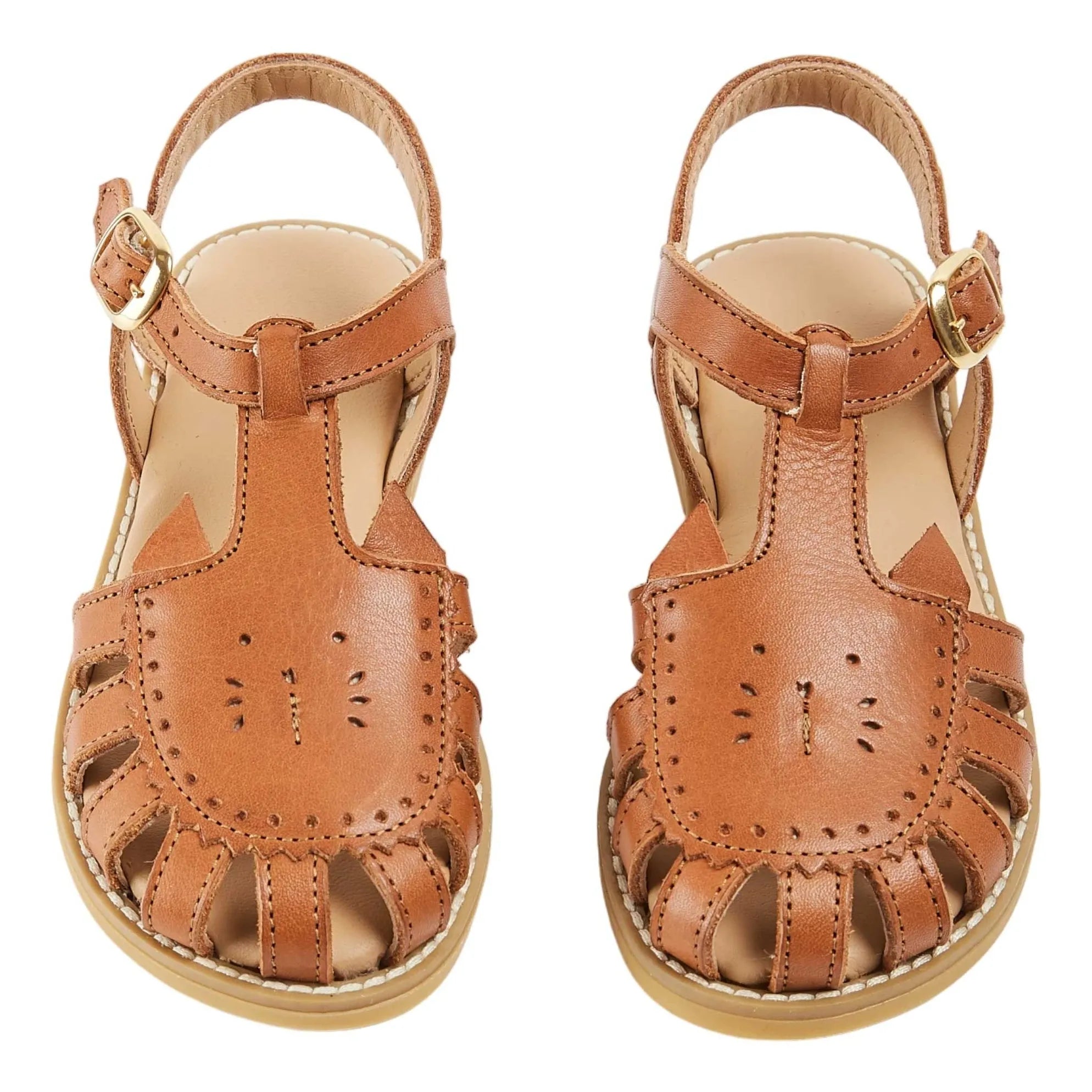 Emile et Ida - Sandalias de piel con diseño de gato | Camel