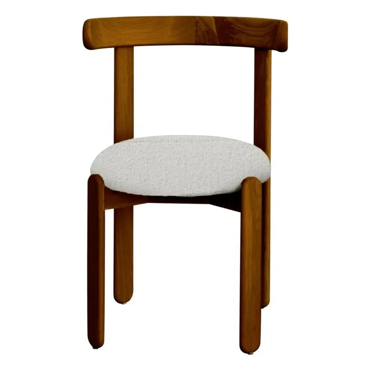 Gabrielle Paris - Silla Lila, madera con efecto teca, asiento curvado | Crema