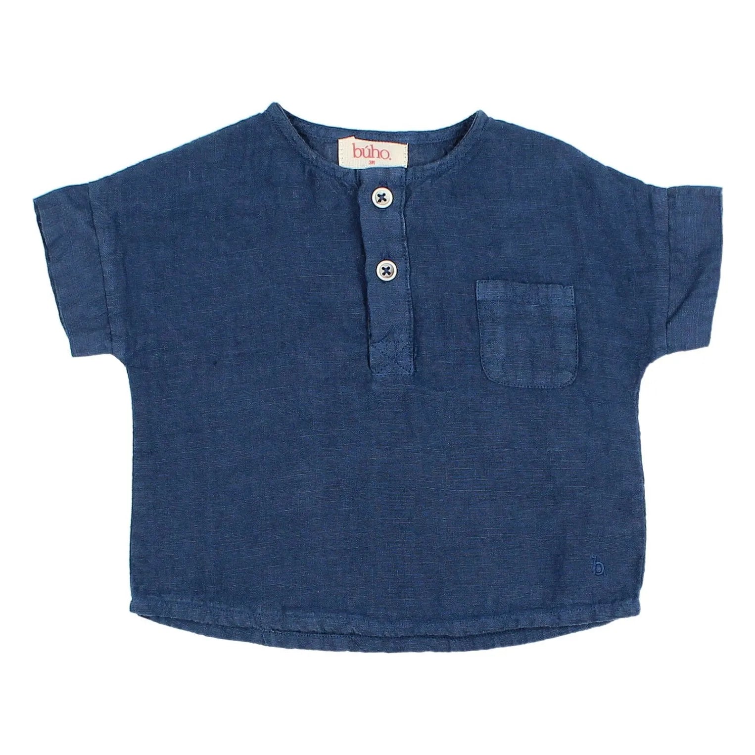 Búho - Camisa de lino para bebé | Azul marino