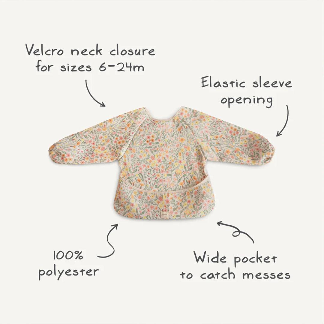 Mushie Long Sleeve Bib - Blue Flowers-Bibs-Blue Flowers-0m+ | Natural Baby Shower