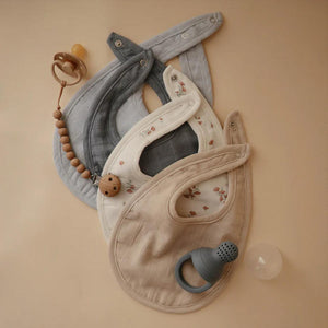 Mushie Muslin Bib | 2-Pack - Tradewinds/Baby Blue-Bibs-Tradewinds/Baby Blue-0+ months | Natural Baby Shower