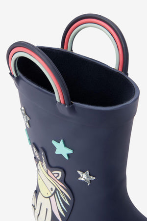 Next - Botas de invierno y agua de unicornio azul marino para niña - 30.5