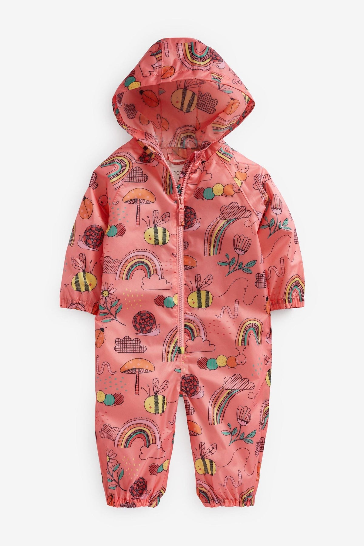 Next - Impermeable Infantil Estampado con Personajes de Color Rosa Coral - 5-6 Años
