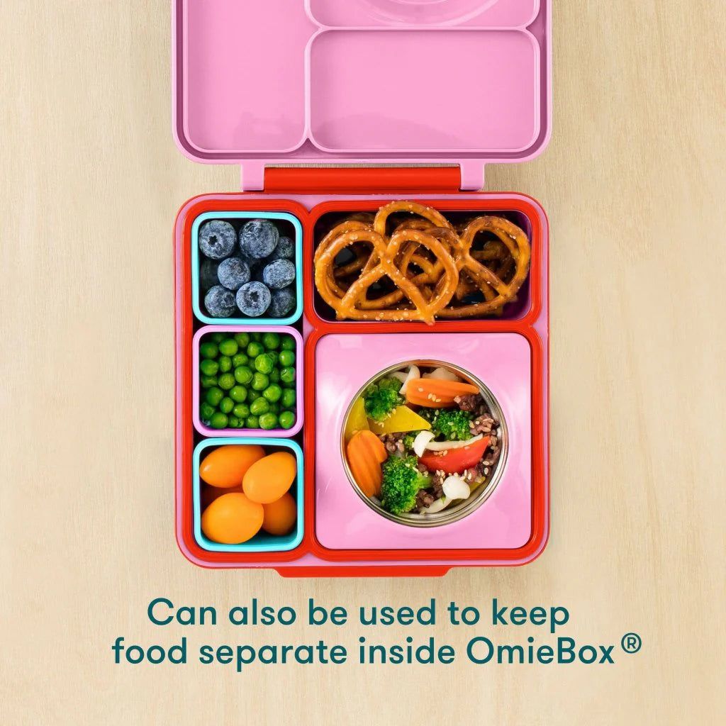 Recipientes interiores OmieBox Bento Box, 2 unidades, rojo y amarillo