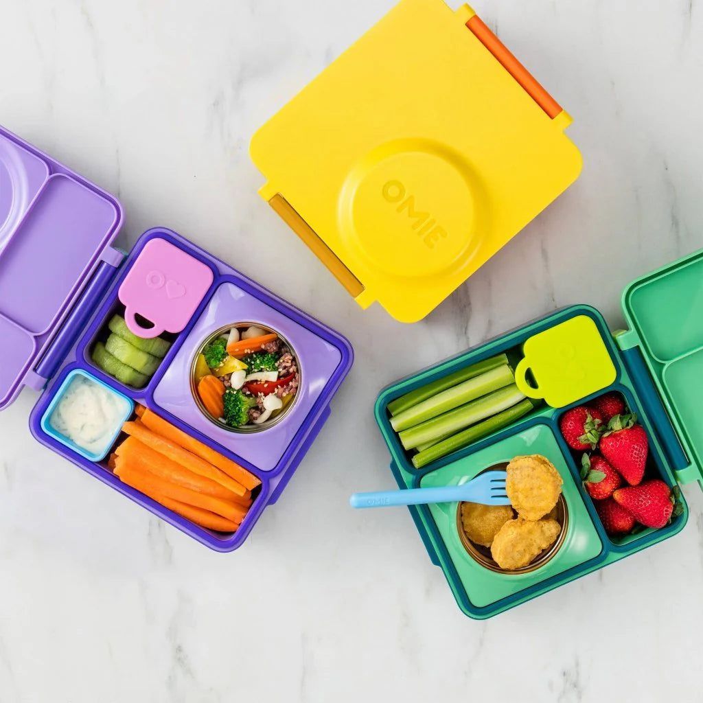 Recipientes interiores OmieBox Bento Box, 2 unidades, rojo y amarillo
