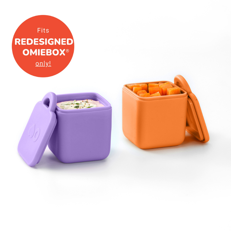 Omiebox - Recipientes divisores para fiambrera (2 unidades, morado/naranja)