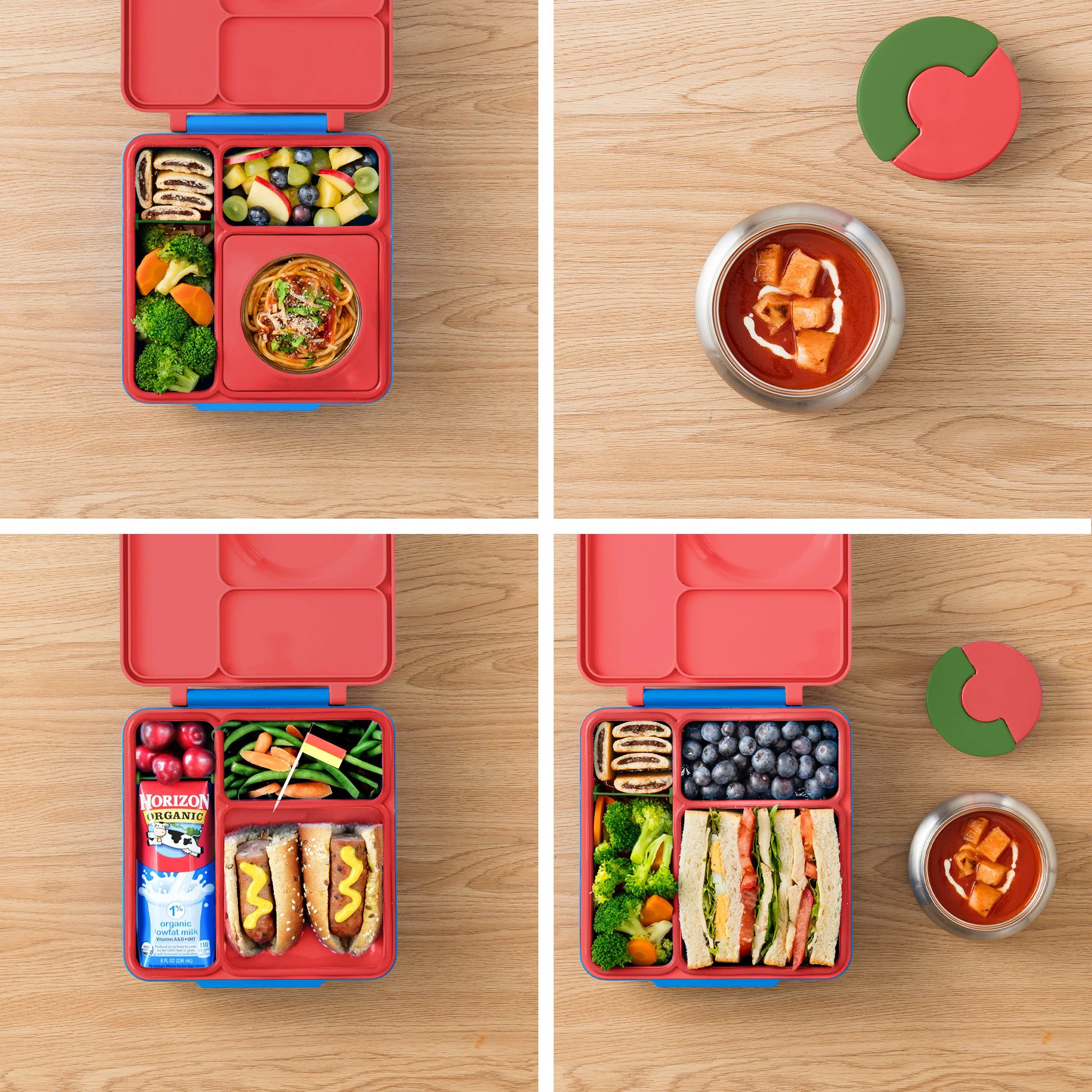 OmieBox Fiambrera Bento Roja con Aislamiento Térmico