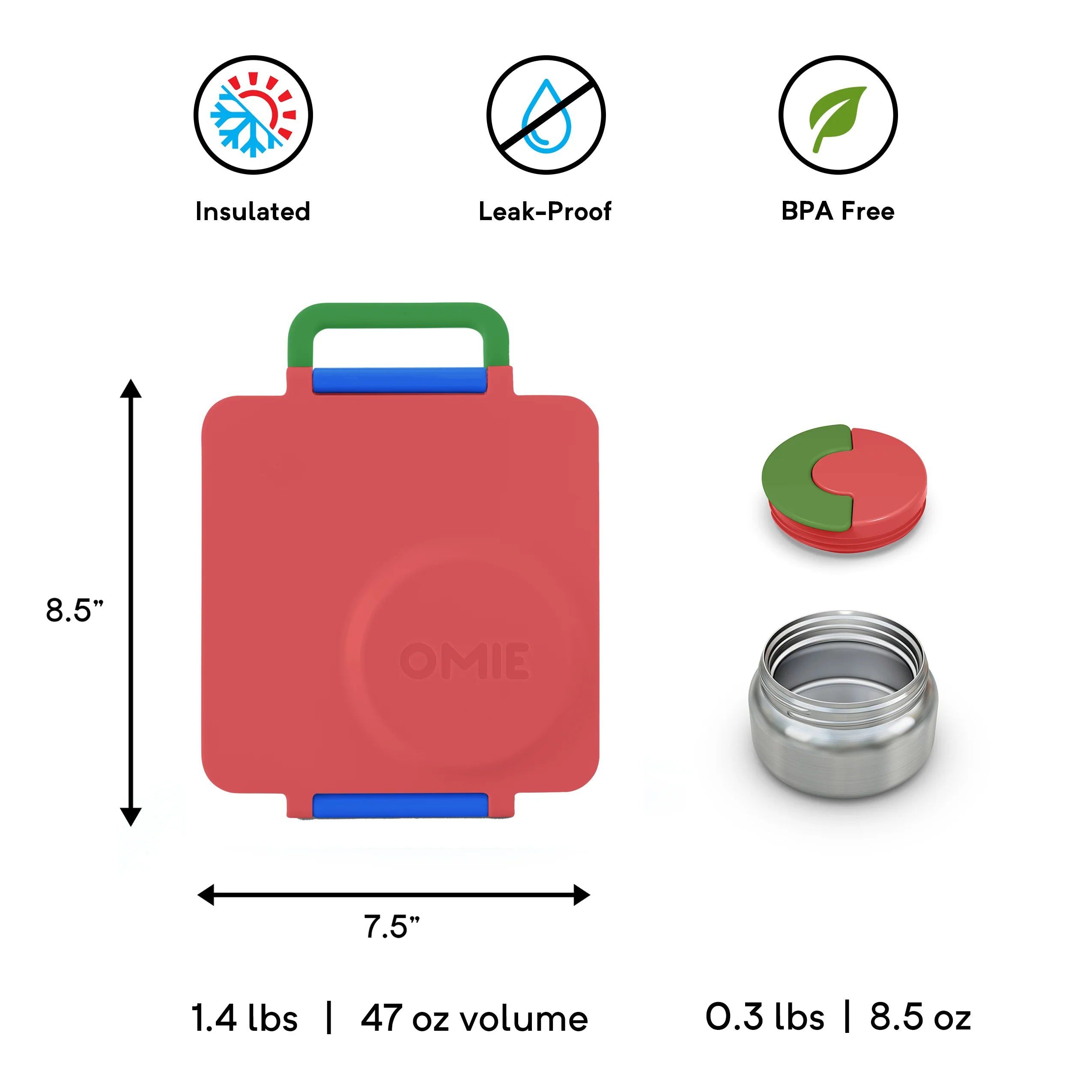 OmieBox Fiambrera Bento Roja con Aislamiento Térmico