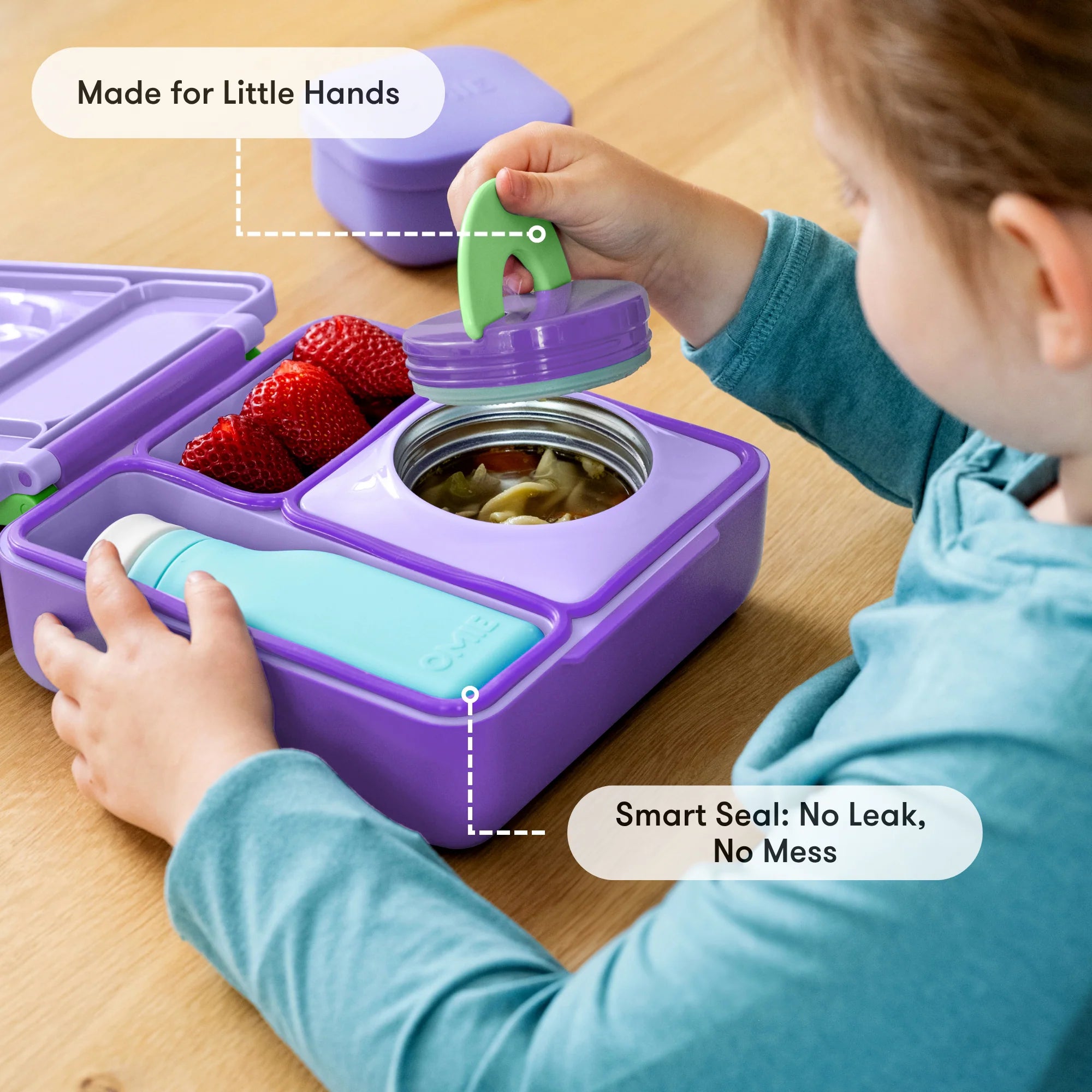 Omiebox - Fiambrera Bento aislada de color morado lila