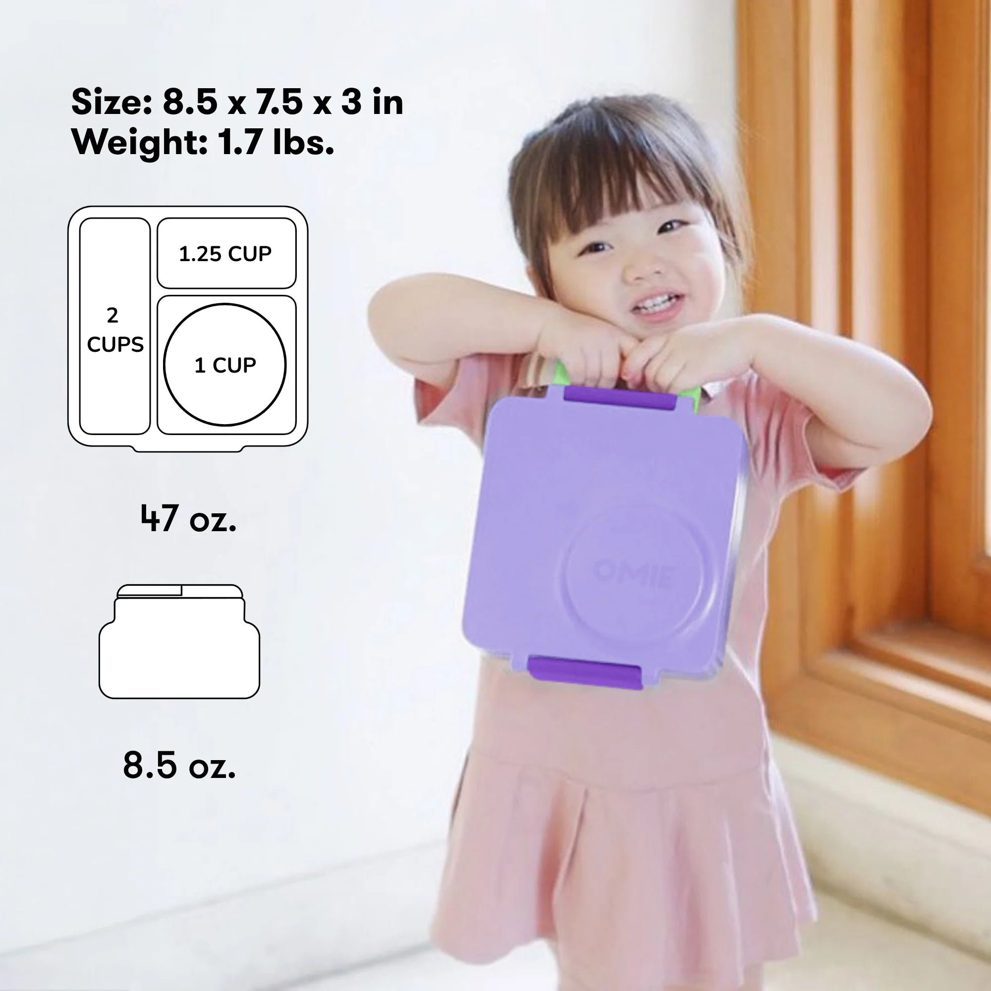 Omiebox - Fiambrera Bento aislada de color morado lila