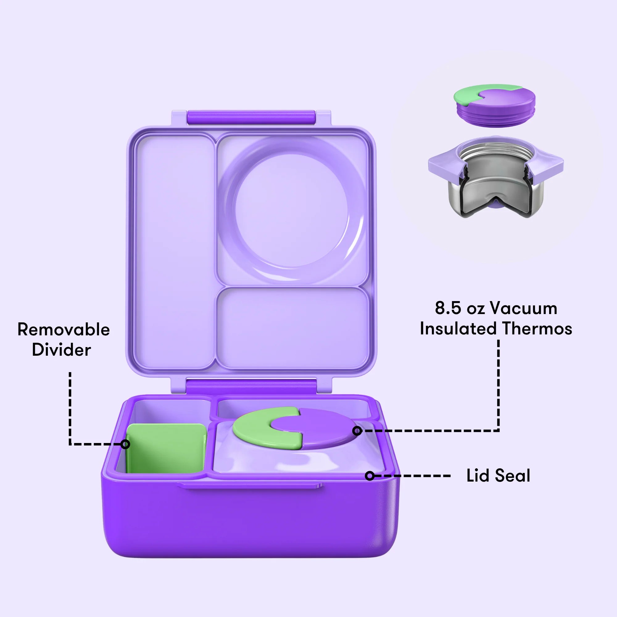 Omiebox - Fiambrera Bento aislada de color morado lila