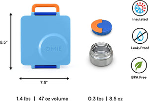 OmieBox - Fiambrera bento azul con aislamiento térmico