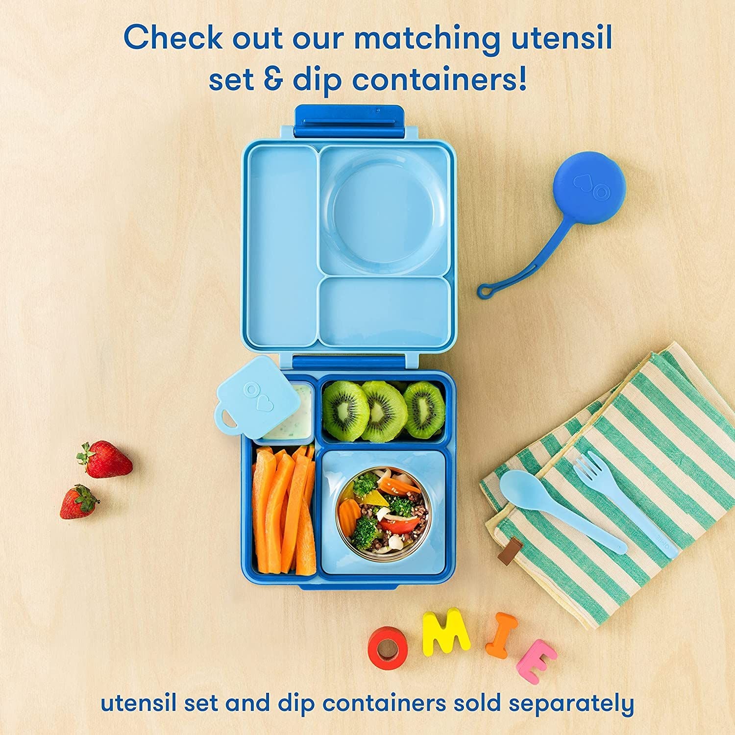 OmieBox - Fiambrera bento azul con aislamiento térmico