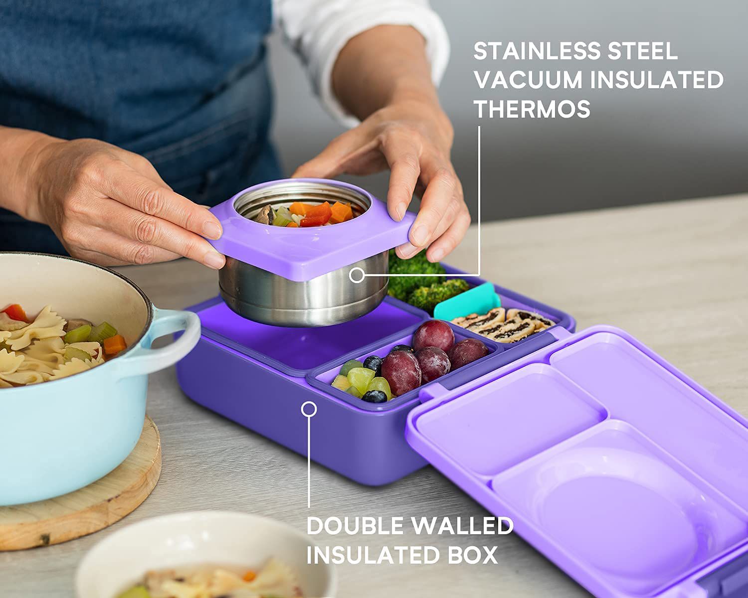 OmieBox Fiambrera Bento Mor con Aislamiento Térmico