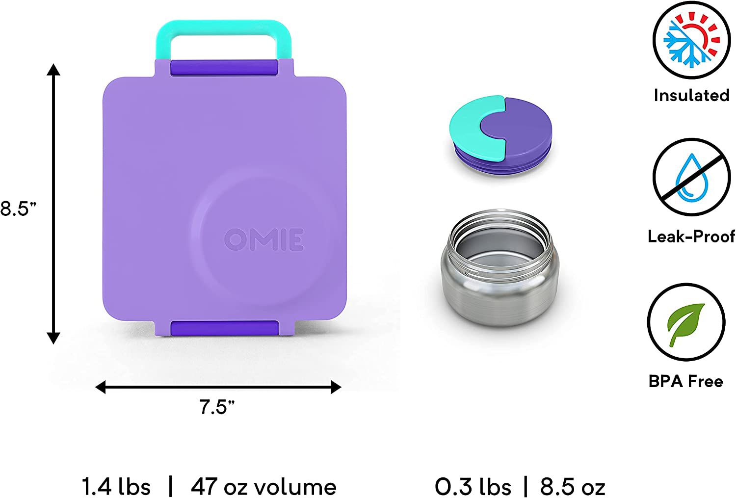 OmieBox Fiambrera Bento Mor con Aislamiento Térmico