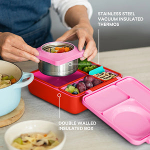OmieBox - Fiambrera bento rosa con aislamiento térmico