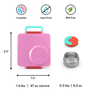 OmieBox - Fiambrera bento rosa con aislamiento térmico