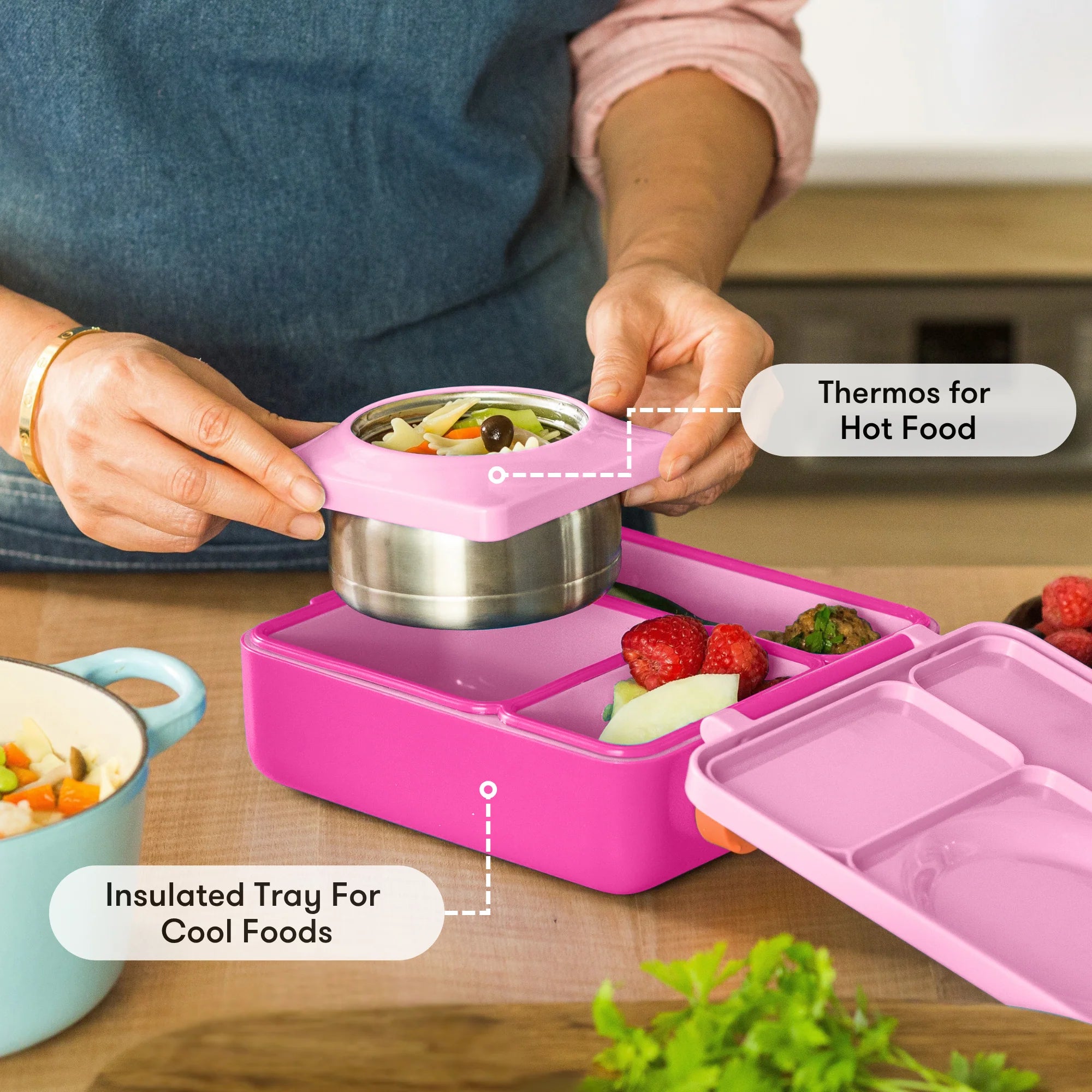 Omiebox - Fiambrera bento rosa hada con aislamiento térmico
