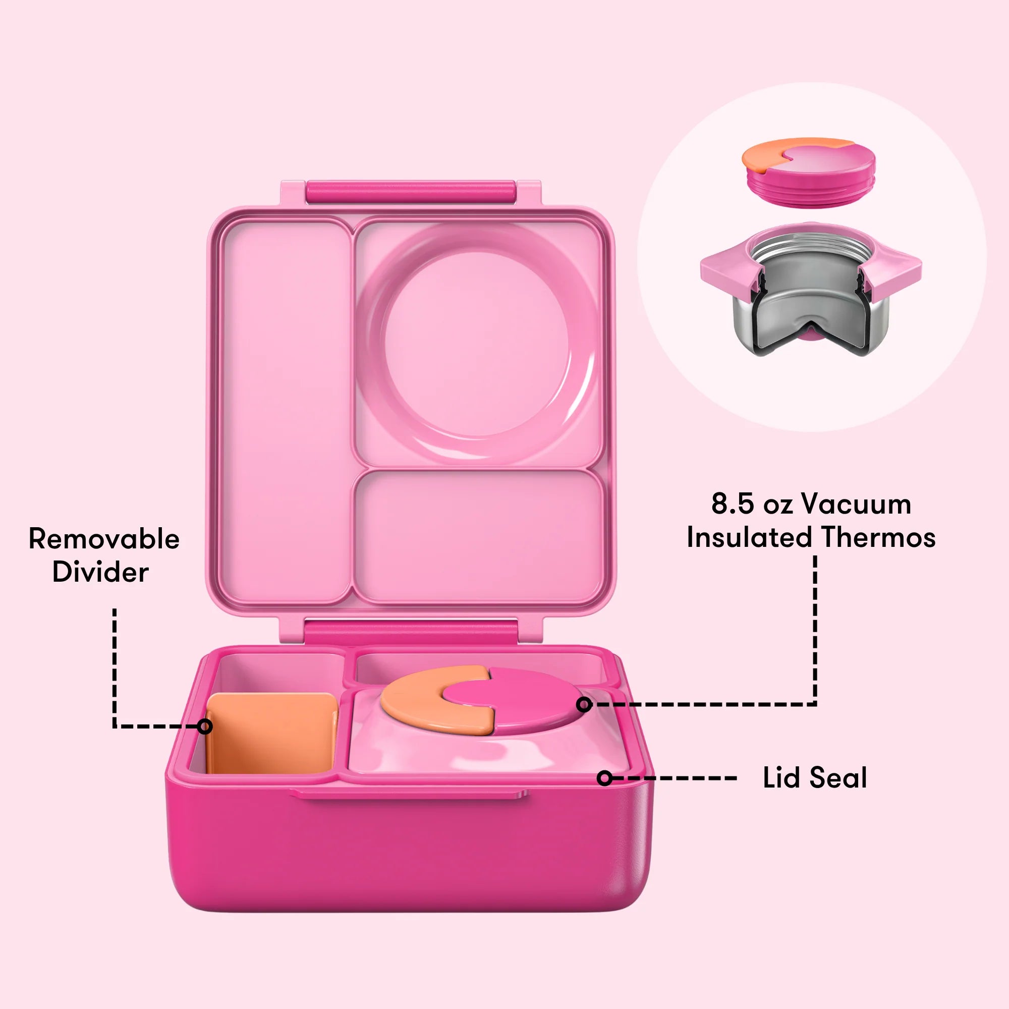Omiebox - Fiambrera bento rosa hada con aislamiento térmico