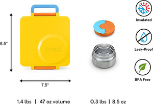 OmieBox Fiambrera Bento Amarilla con Aislamiento Térmico