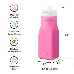 Omiebox - OmieBottle Cantimplora de Silicona sin BPA Rosa
