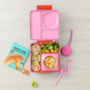 Omiebox - OmiePod Set de tenedor y cuchara de silicona con burbujas de colores