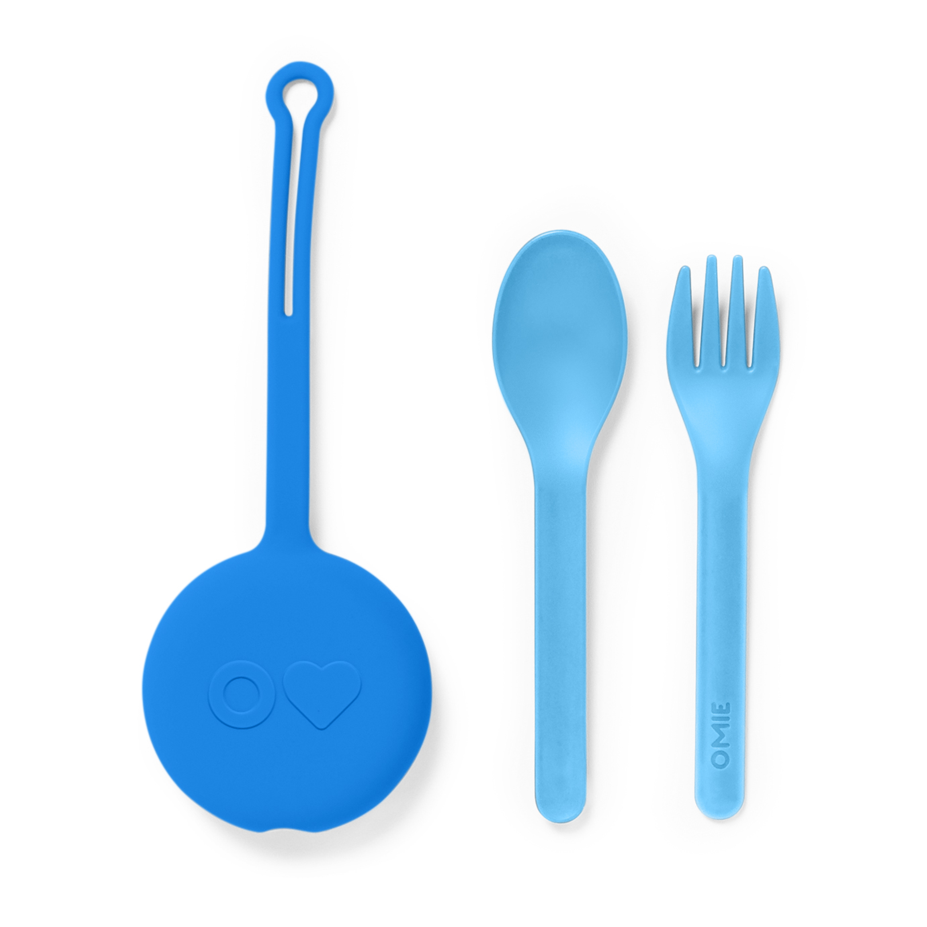 Omiebox - OmiePod Juego de Tenedor y Cuchara de Silicona Azul Capri