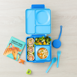 Omiebox - OmiePod Juego de Tenedor y Cuchara de Silicona Azul Capri