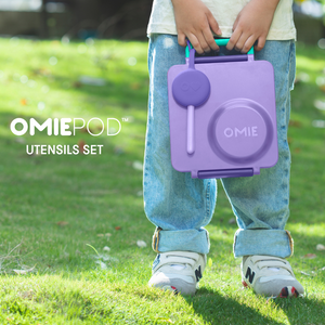 Omiebox - OmiePod Juego de Tenedor y Cuchara de Silicona Lila