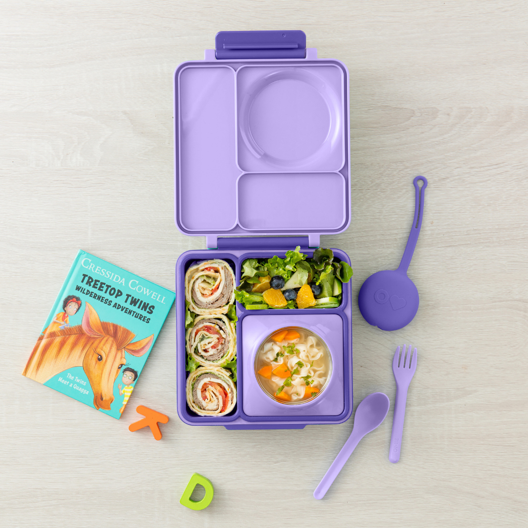 Omiebox - OmiePod Juego de Tenedor y Cuchara de Silicona Lila
