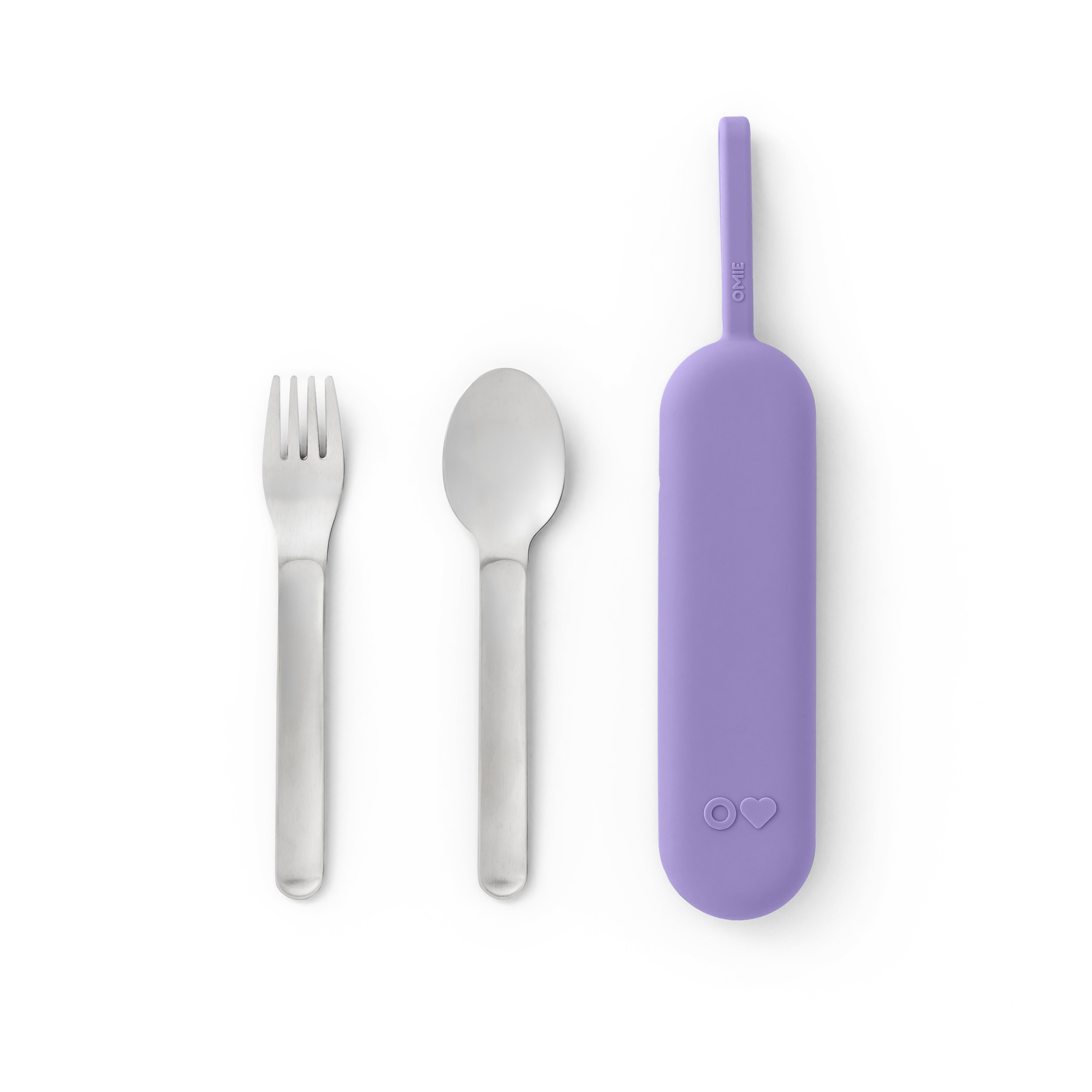 Omiebox - OmiePod UP Set de Tenedor y Cuchara de Silicona Violeta
