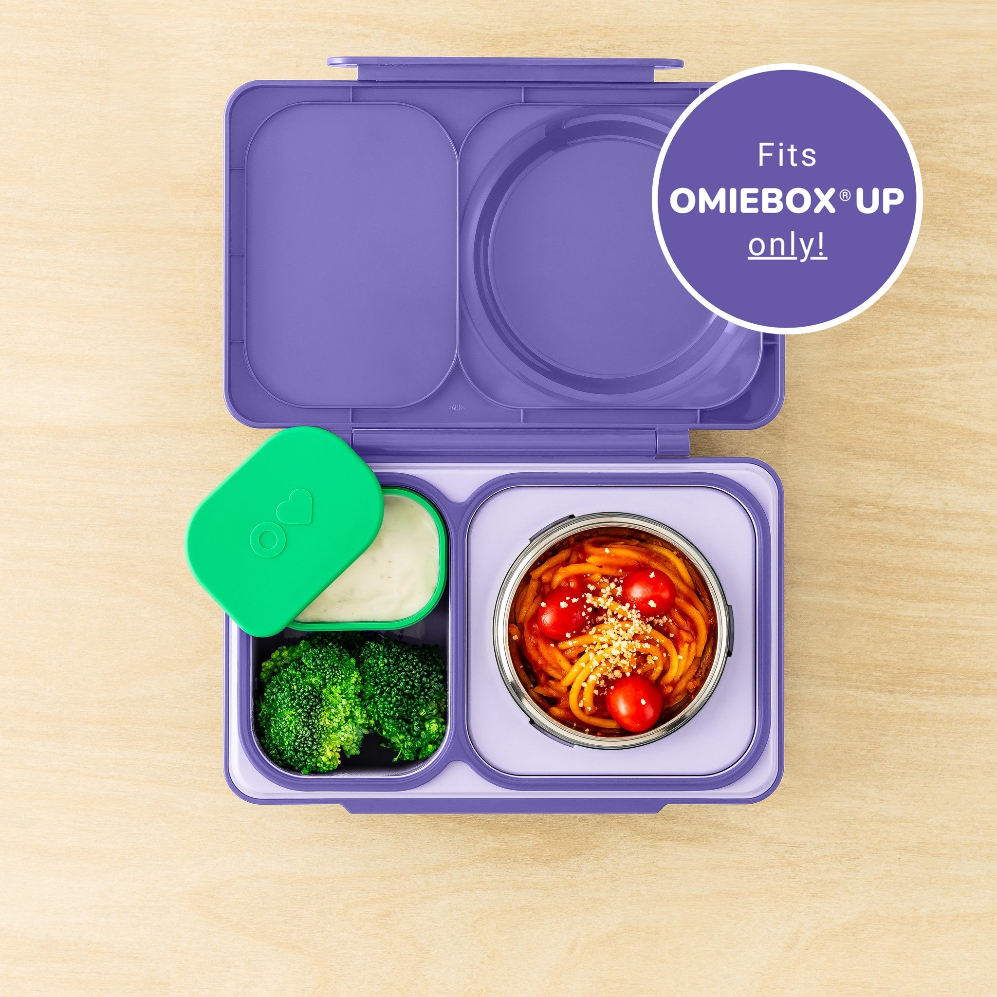 Omiebox - Recipientes Interiores para Fiambrera Bento (2 unidades) Morado/Verde
