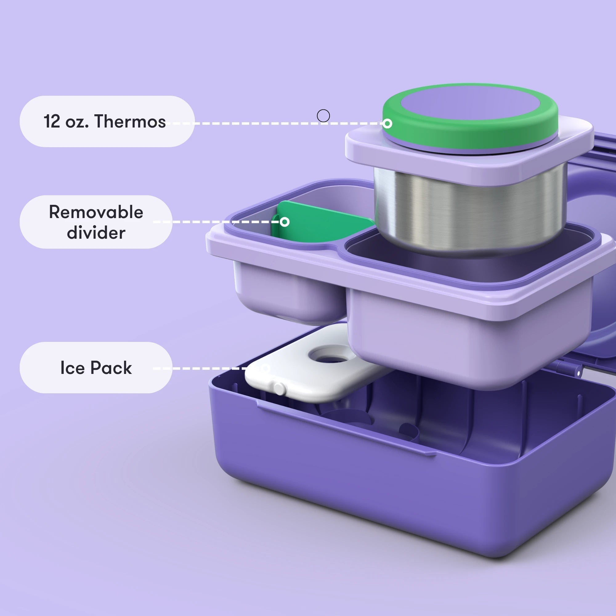 Omiebox - Fiambrera bento con aislamiento térmico de segunda generación, color morado galaxia