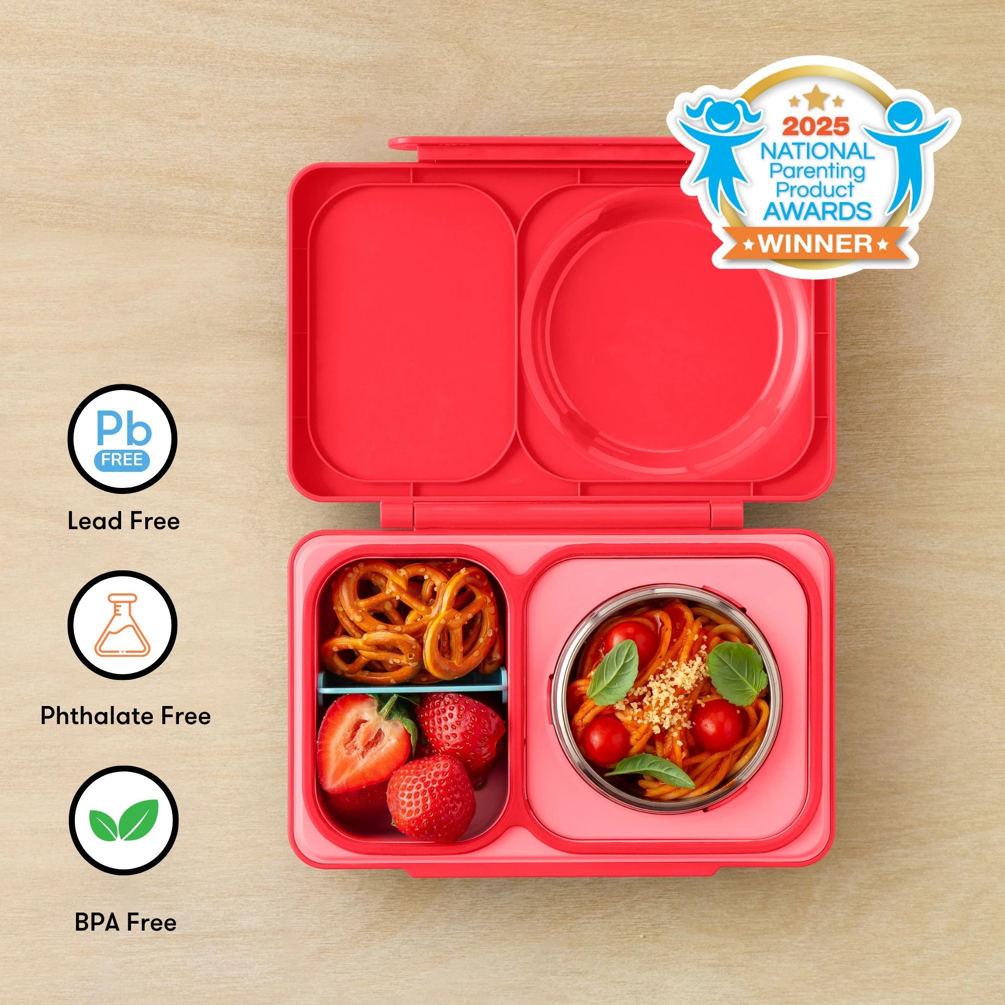 Omiebox - Fiambrera Bento OmieBox de 2.ª Generación con Aislamiento, Color Rosa Cereza