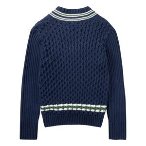 Lacoste - Suéter de punto trenzado de algodón orgánico | Azul marino