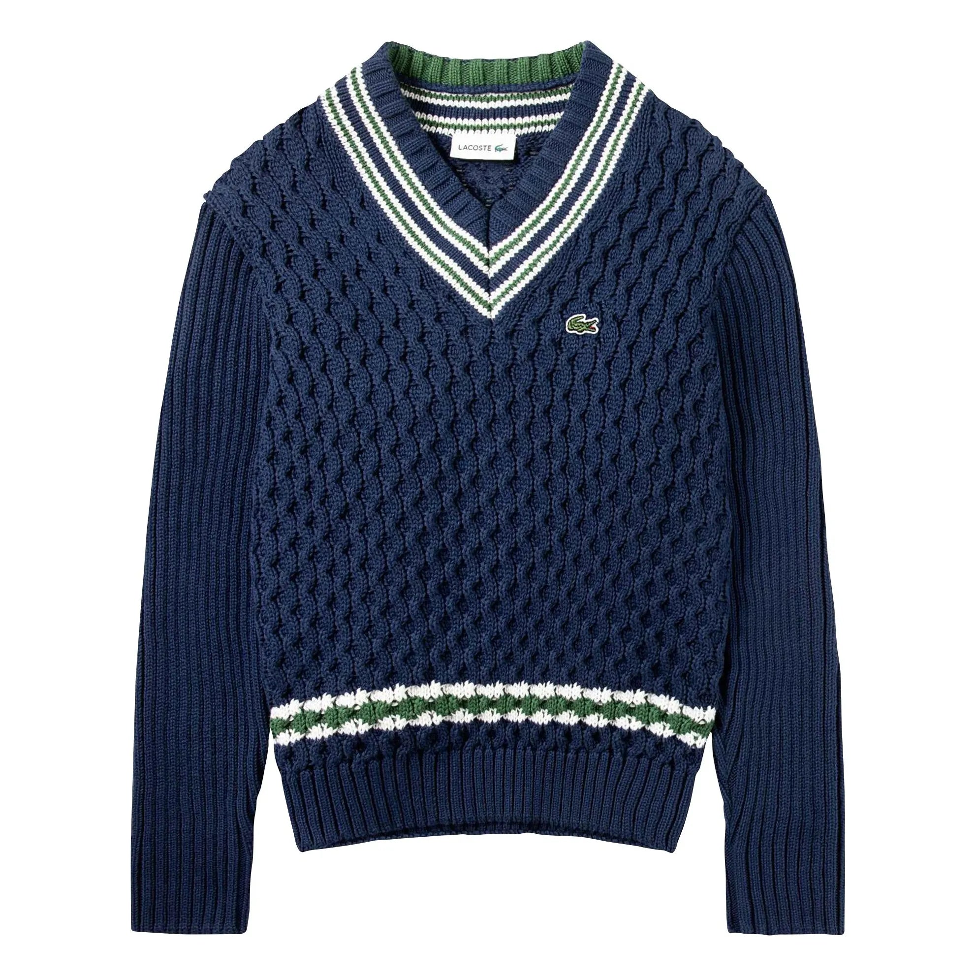 Lacoste - Suéter de punto trenzado de algodón orgánico | Azul marino