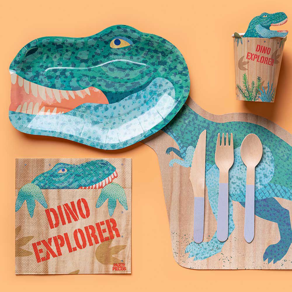 Party Pieces - Plato de Cartón de Fiesta Dino Explorador de 8 unidades