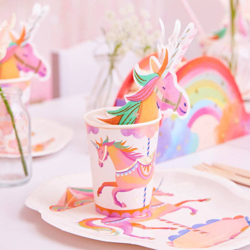 Party Pieces - Vasos de Cartón de Unicornio de 8 Unidades