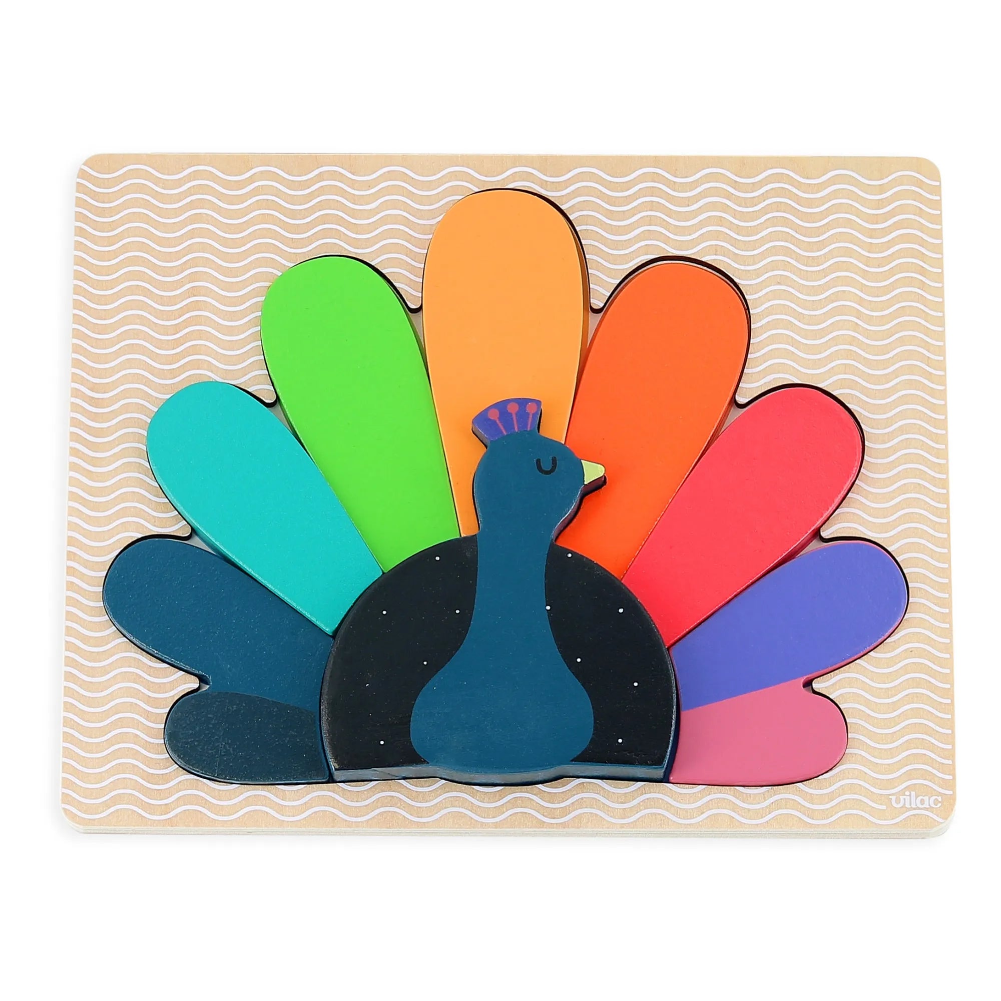 Vilac - Rompecabezas de emparejar formas de pavo real - Andy Westface