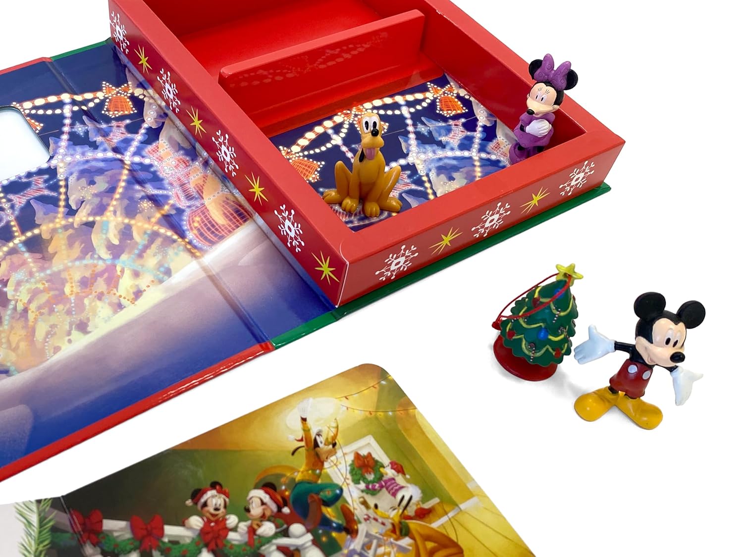Phidal - Libro de actividades e historias en inglés de Mickey y sus amigos: ¡Diversión navideña! con figuras de juguete