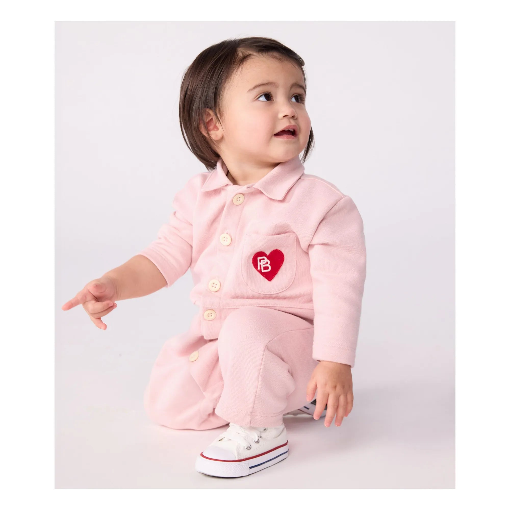 Petit Bateau - Peto de algodón orgánico con corazón "Pompist" | Rosa
