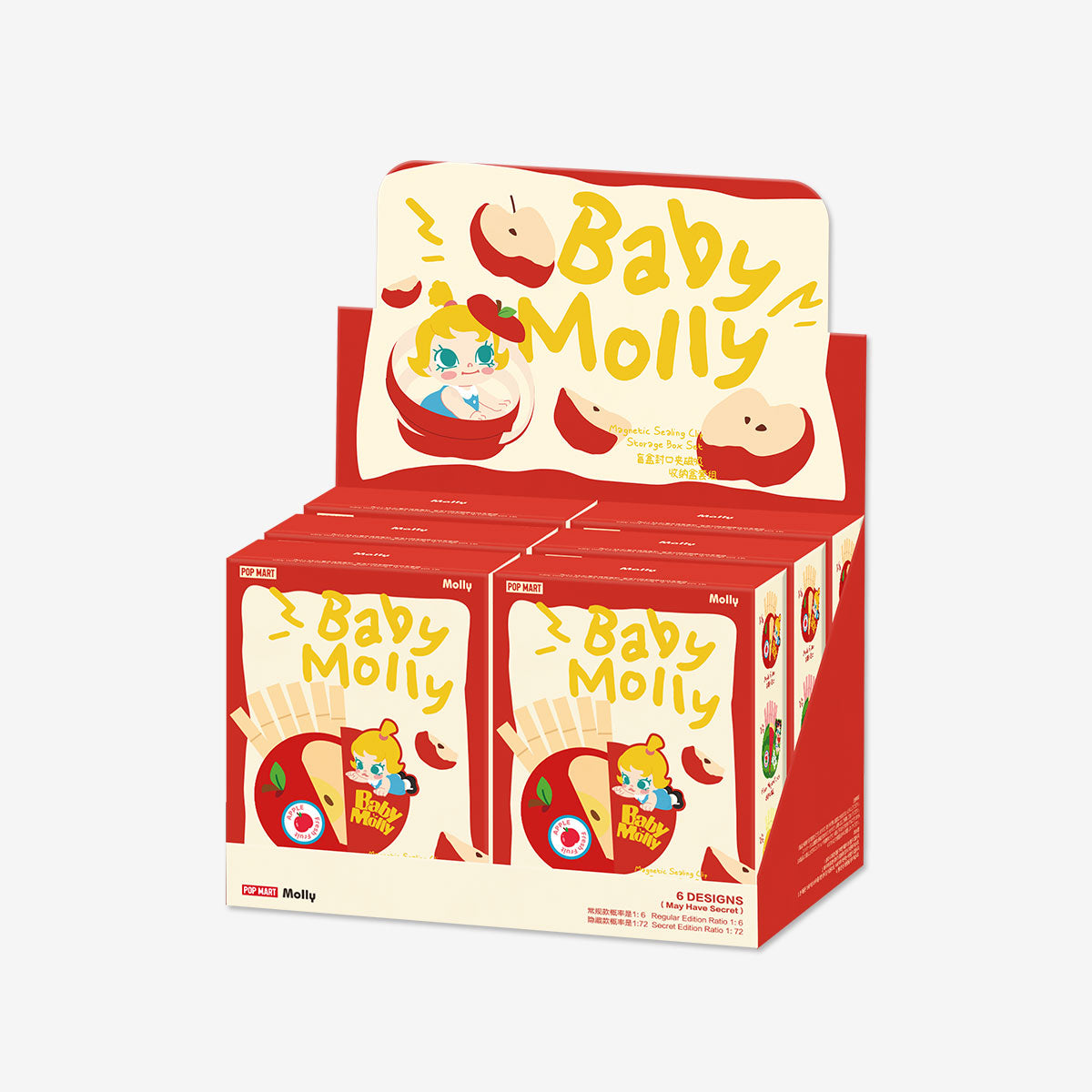 Pop Mart - Serie Original Baby Molly Sabor a Fruta, Set de Cajas Ciegas de Almacenamiento con Cierre Magnético